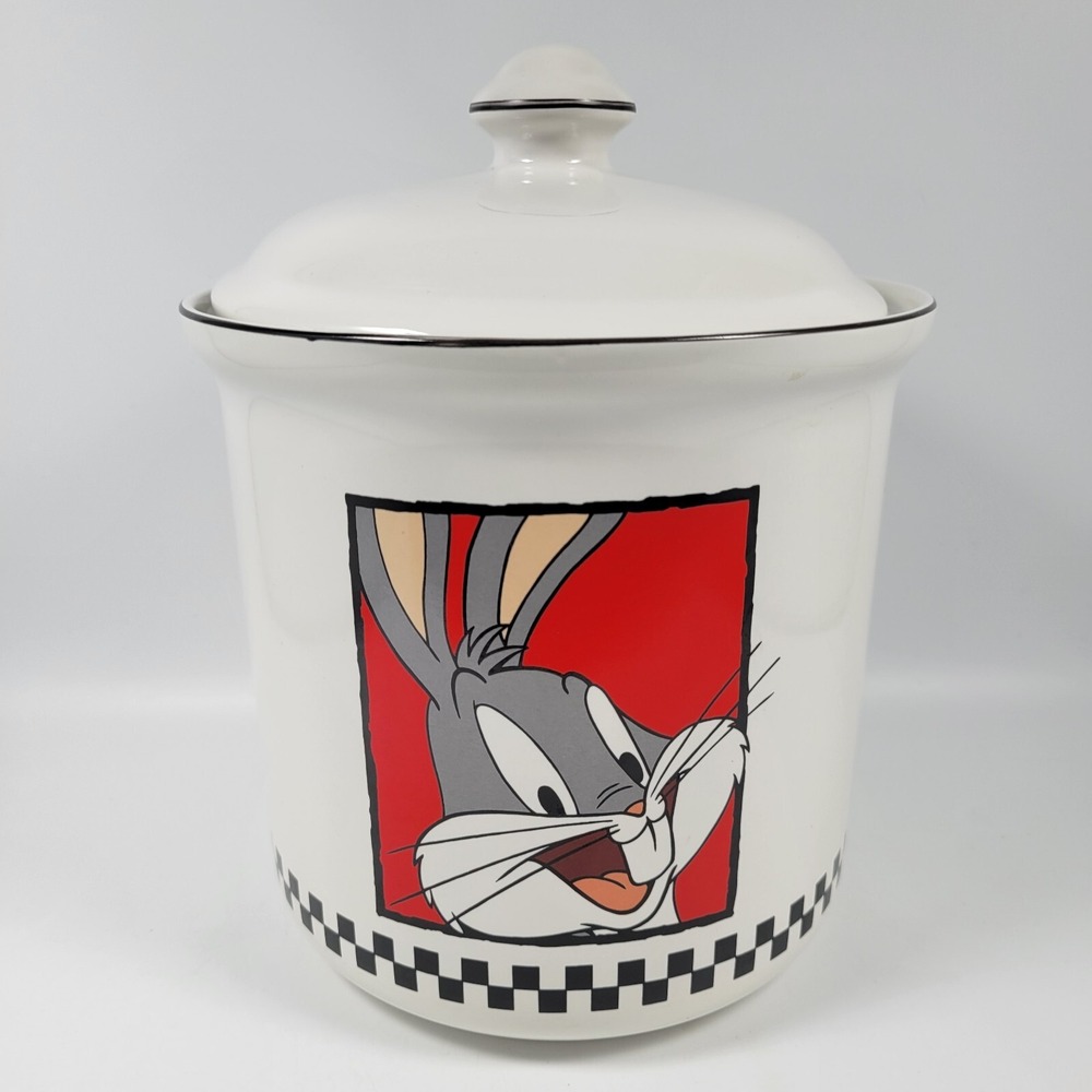 VTG Looney‎ Tunes Bugs Bunny Ceramic Cookie Jar Canister w/ Lid Warner Bros 1993